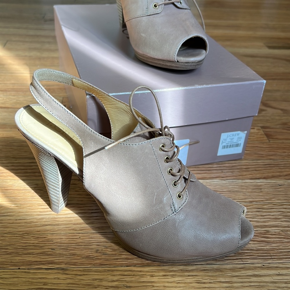 NIB - J.Crew 2010 - Italian Leather Bridgeford Lace-Up Platform Heels
